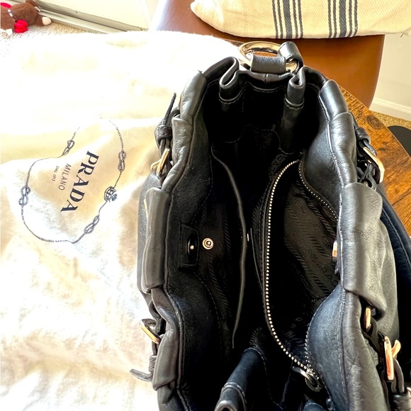 Authentic Prada shoulder handbag. Soft leather with silver hardware. - Picture 8 of 14